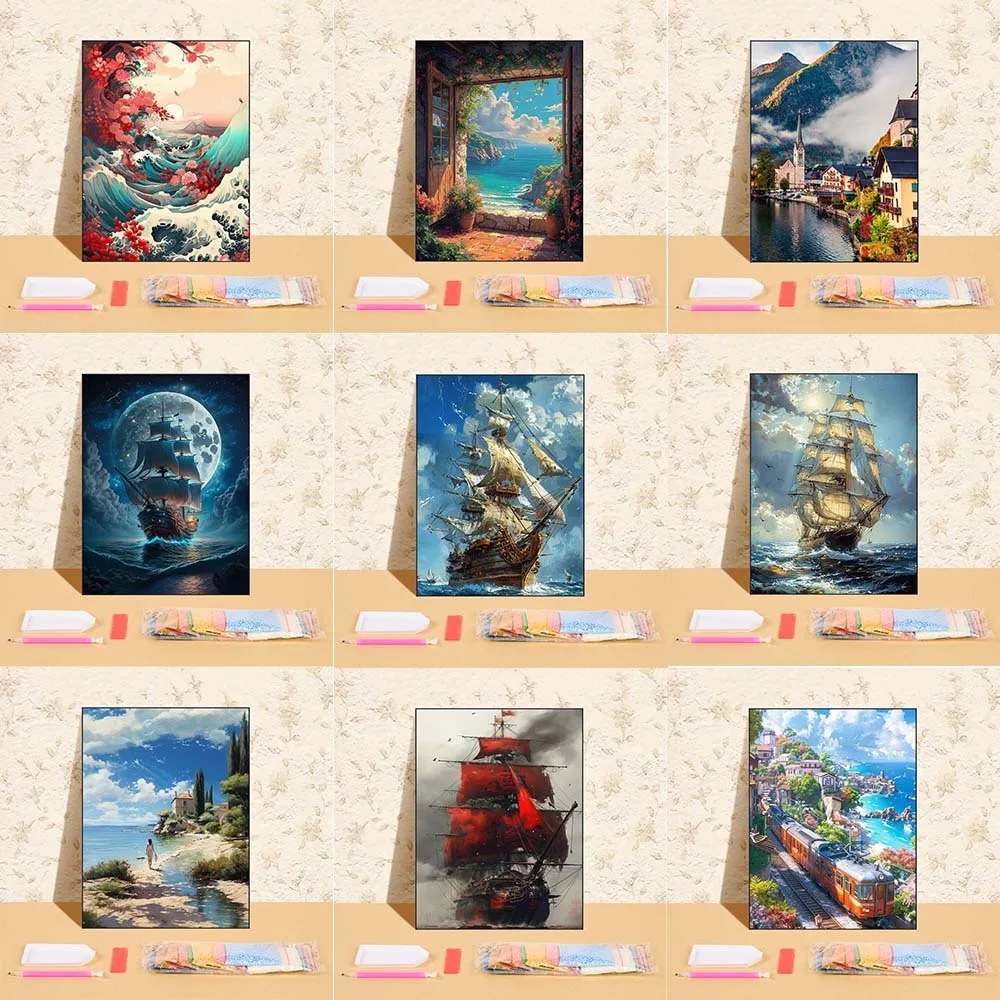 DIY Diamond Painting Seascape Sailboat Picture Of Rhinestones Mosaic Landscape Full Round Drill Craft Wall Decor For Living Room
DIY Diamond Painting Seascape Sailboat Picture Of Rhinestones Mosaic Landscape Full Round Drill Craft Wall Decor For Living Room