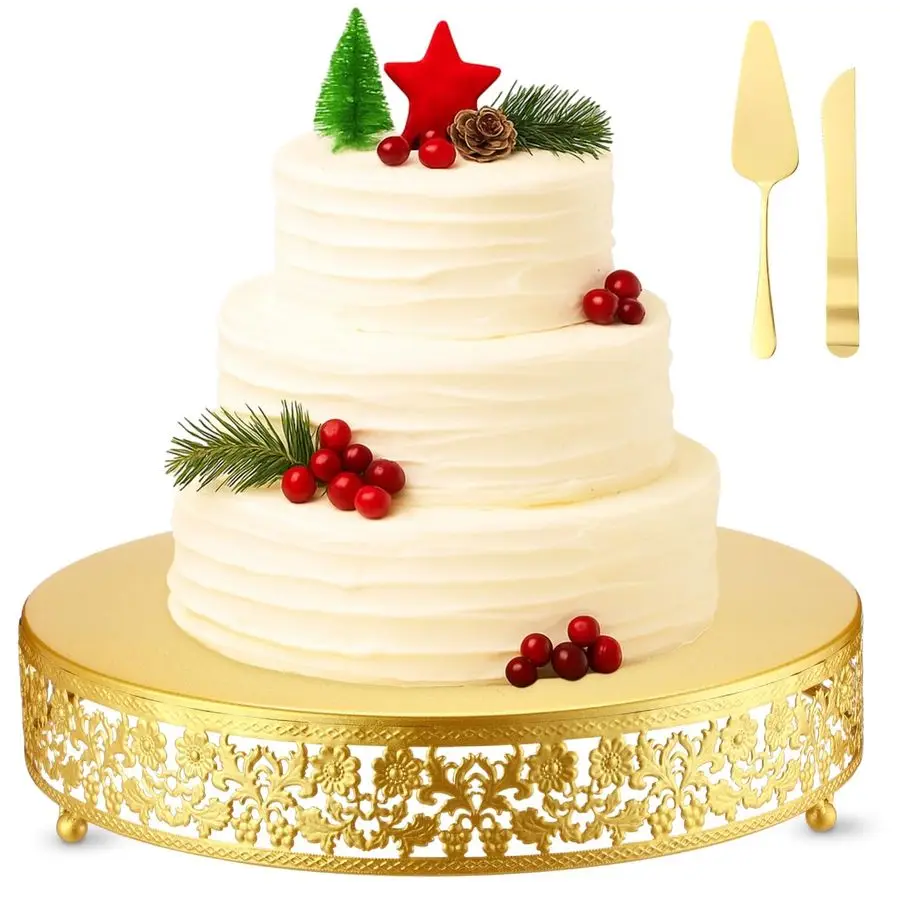 14 Inch Christmas Cake Stand Gold Metal Round Cupcake Dessert Stand with Cake Cutting, Spatula Xmas Cupcake Pastry Display Candy
14 Inch Christmas Cake Stand Gold Metal Round Cupcake Dessert Stand with Cake Cutting, Spatula Xmas Cupcake Pastry Display Candy