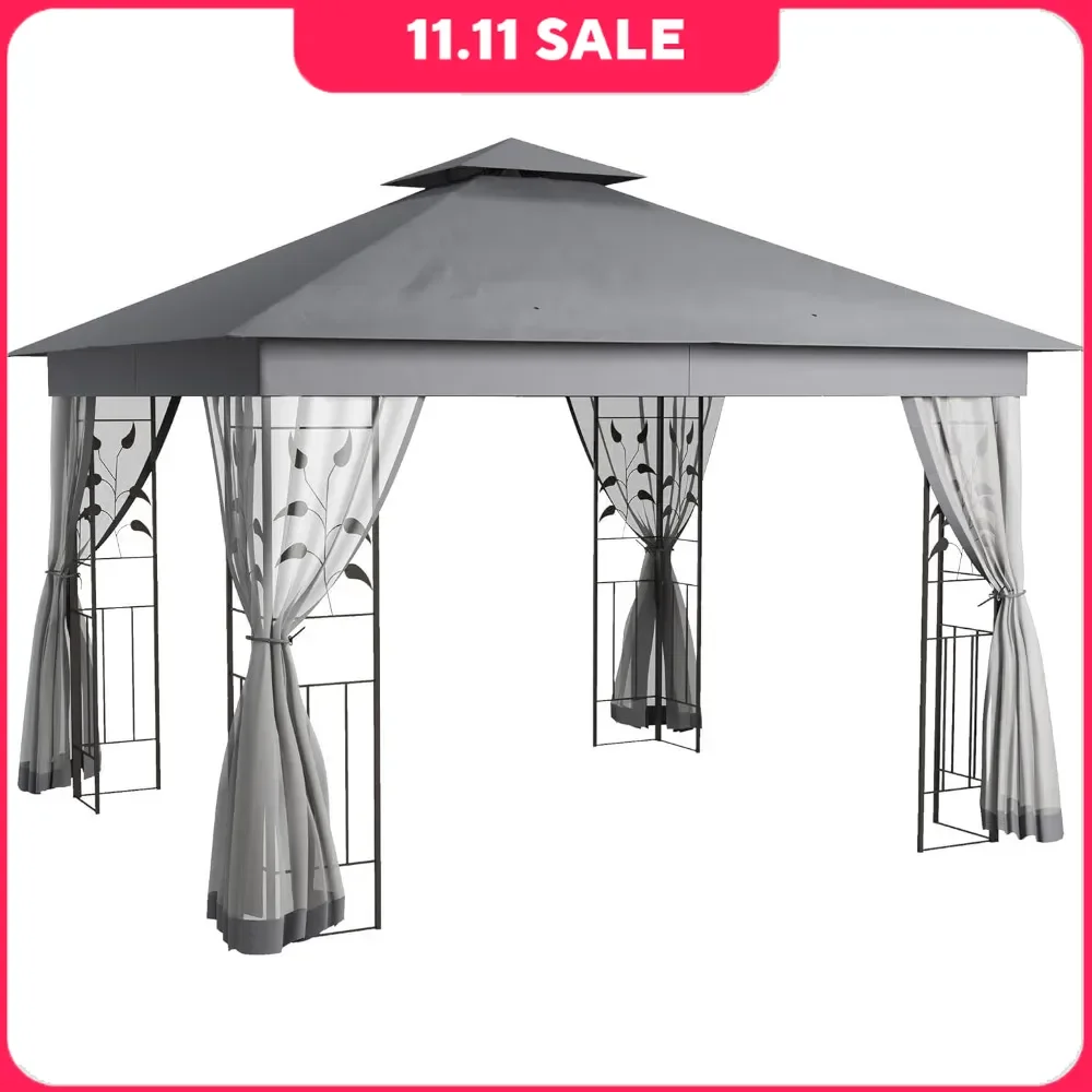 Gazebos, 10' X 11.5' Patio Gazebo, Double Roof Outdoor Gazebo Canopy Shelter with Motifs Corner Frame and Netting, Gazebos
Gazebos, 10' X 11.5' Patio Gazebo, Double Roof Outdoor Gazebo Canopy Shelter with Motifs Corner Frame and Netting, Gazebos