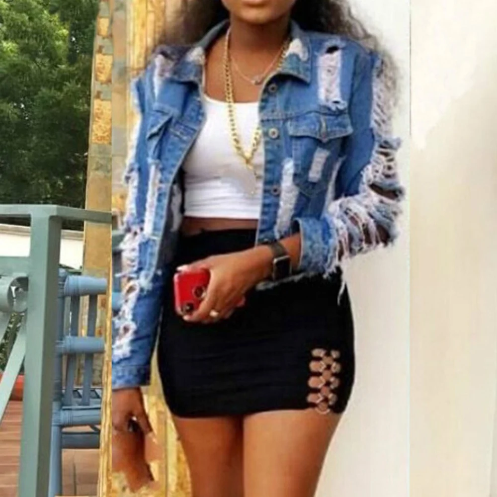 Sexy Ripped Denim Jacket Women 2024 Vintage Short Jean Coat Large Fall Winter Casual Female Outwear Fashion Streetwear indie
Sexy Ripped Denim Jacket Women 2024 Vintage Short Jean Coat Large Fall Winter Casual Female Outwear Fashion Streetwear indie