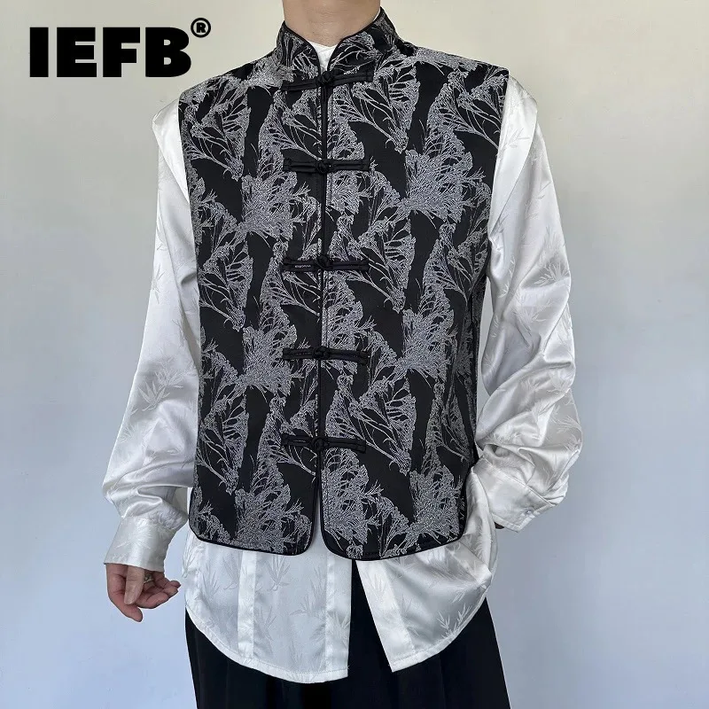 Майка IEFB Мужская/Женская жаккардовая с воротником-стойкой, Модный повседневный топ без рукавов, жаккардовая парча, черный цвет, 9C7144
Майка IEFB Мужская/Женская жаккардовая с воротником-стойкой, Модный повседневный топ без рукавов, жаккардовая парча, черный цвет, 9C7144