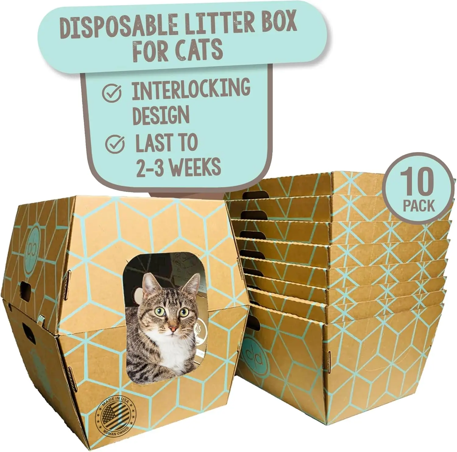 Disposable Litter Boxes for Cats, 10 Pack - 17-Inch Tall Design with Leak-Resistant Coating
Disposable Litter Boxes for Cats, 10 Pack - 17-Inch Tall Design with Leak-Resistant Coating