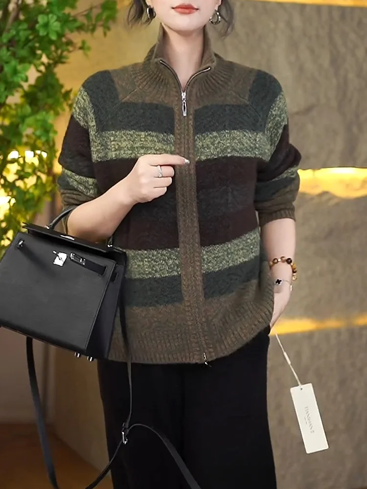 Korean Sle Deep Brown Striped f High Ne Knitwear Faionable Versatile Autumn New Arrival plus Size Warmth Emitting Wo...
Korean Sle Deep Brown Striped f High Ne Knitwear Faionable Versatile Autumn New Arrival plus Size Warmth Emitting Wo...