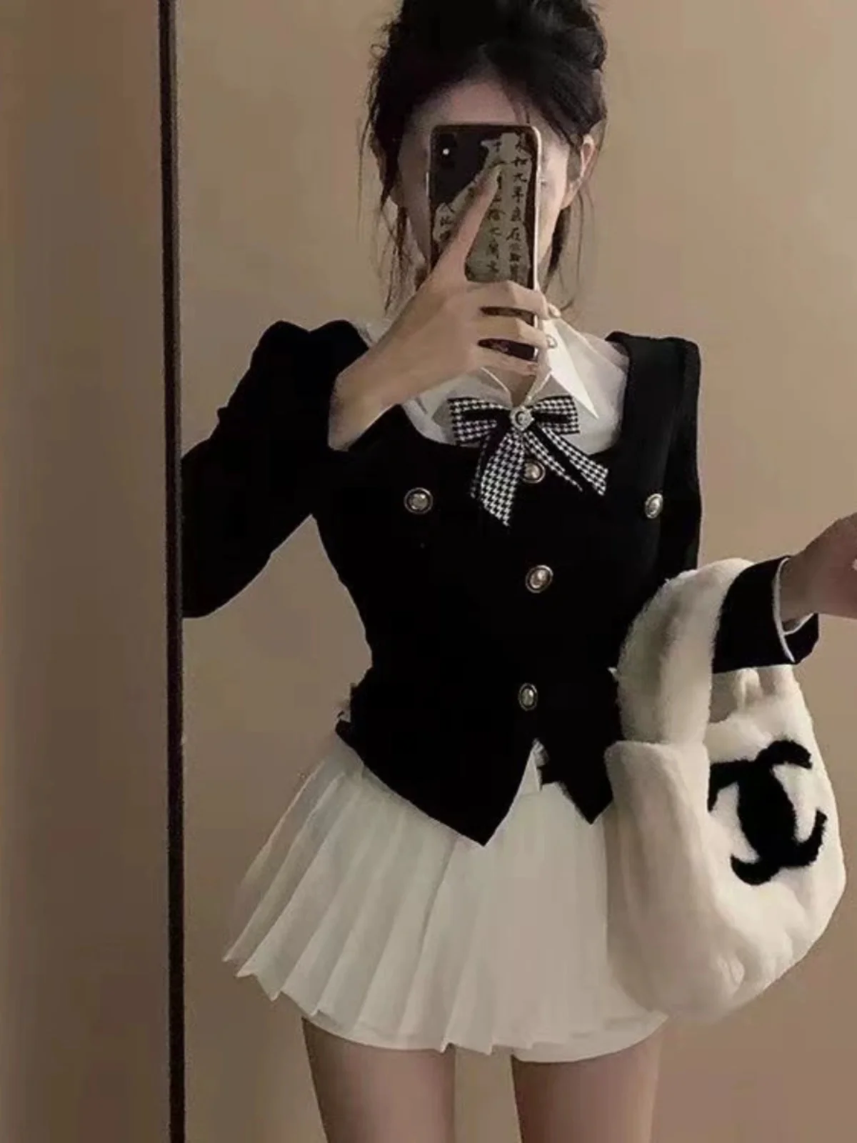 Spring Autumn High Waist Pleated Skirt Set Women's Faion College Sle Patchwork Design Slimming Top Bot Ensemble
Spring Autumn High Waist Pleated Skirt Set Women's Faion College Sle Patchwork Design Slimming Top Bot Ensemble
