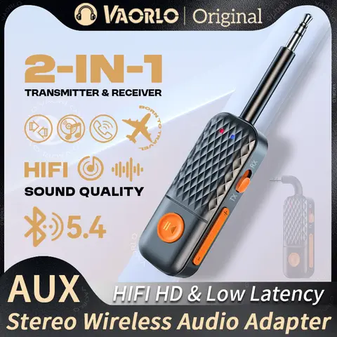 Upgraded Bluetooth 5.4 AUX Transmitter Receiver 3.5MM With Mic HiFi Stereo Music Wireless Audio Adapter For TV PC Airplane Car