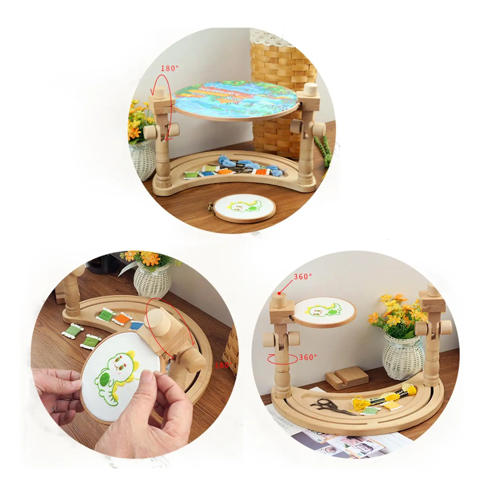Framework of Cross Stitch, 180 Degrees Rotating Embroidery Frame Rack Wooden
Framework of Cross Stitch, 180 Degrees Rotating Embroidery Frame Rack Wooden