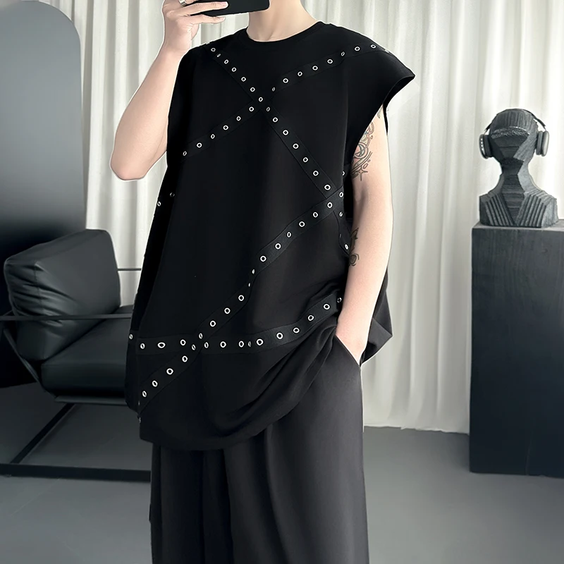 TANGZ STUDIO Bla Irregular Punching Vest Men's Summer Loose Svel T-irt Fitn Sport oulder Pad Youth Trend
TANGZ STUDIO Bla Irregular Punching Vest Men's Summer Loose Svel T-irt Fitn Sport oulder Pad Youth Trend