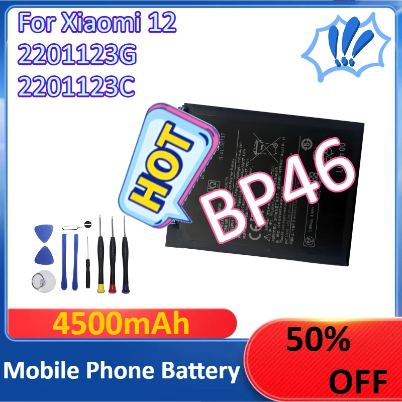 New BP46 4500mAh Mobile Phone Battery For Xiaomi 12 2201123G 2201123C + Tools
New BP46 4500mAh Mobile Phone Battery For Xiaomi 12 2201123G 2201123C + Tools