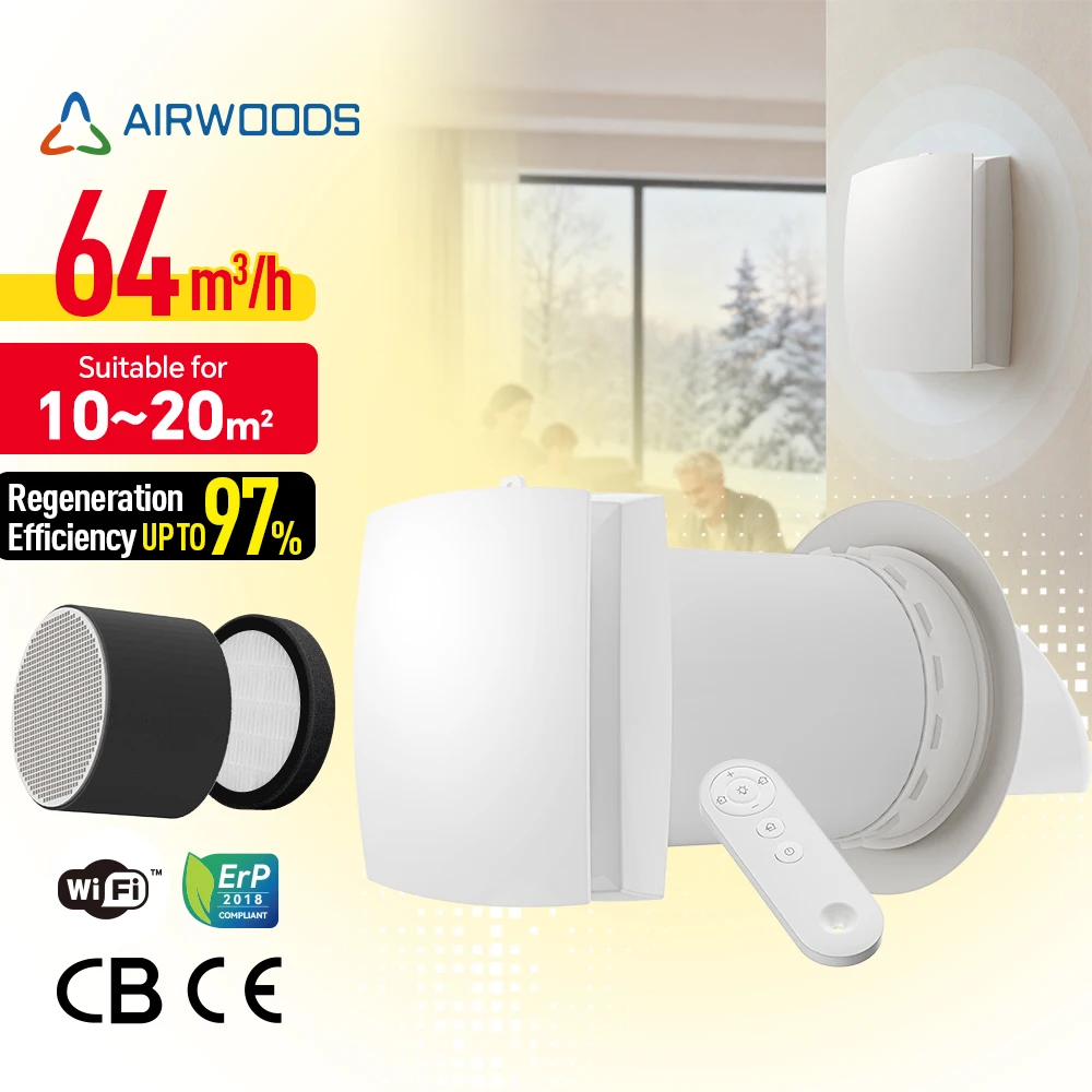 Single Room WIFI Control Air Exchanger Fresh Air Ventilation System Up To 97% House Air Filtration Hvac Systems 10-20 ㎡ Room
Single Room WIFI Control Air Exchanger Fresh Air Ventilation System Up To 97% House Air Filtration Hvac Systems 10-20 ㎡ Room