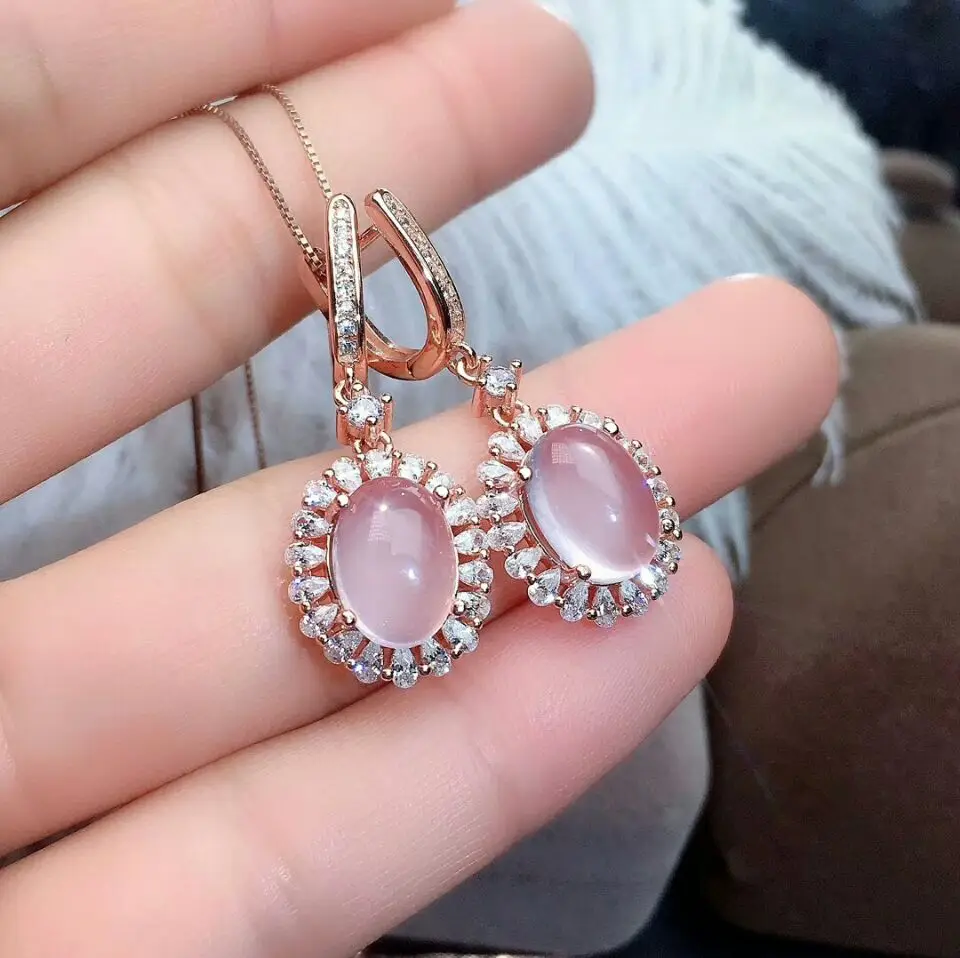 Natural Rose Quartz Drop Earrings Real 925 Solid Silver Fine Charm Wedding Jewelry for Women
Natural Rose Quartz Drop Earrings Real 925 Solid Silver Fine Charm Wedding Jewelry for Women