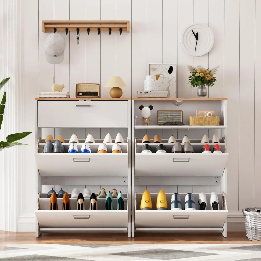 Furniture Shoe Cabinet Storage for Entryway, Hidden Shoe Cabinet with 2 Flip Drawers & Drop-Down Door, Shoe Organizer Cabinet
Furniture Shoe Cabinet Storage for Entryway, Hidden Shoe Cabinet with 2 Flip Drawers & Drop-Down Door, Shoe Organizer Cabinet