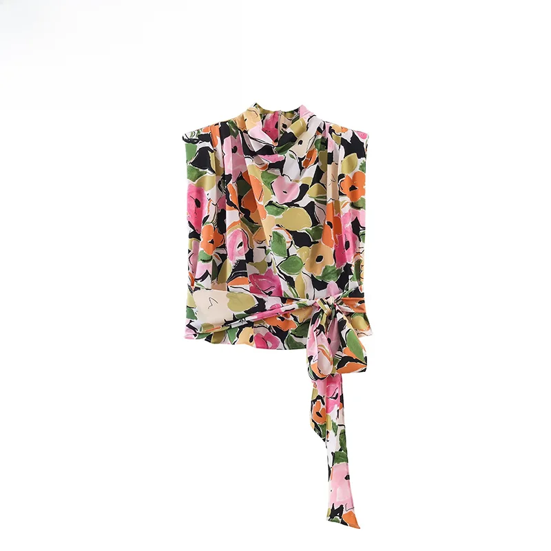 Fashionable Floral Print Women's Shirt ZR Summer New Arrival Waist Belt Shoulder Pad Stylish Trendy Polyester Fiber Blouse
Fashionable Floral Print Women's Shirt ZR Summer New Arrival Waist Belt Shoulder Pad Stylish Trendy Polyester Fiber Blouse