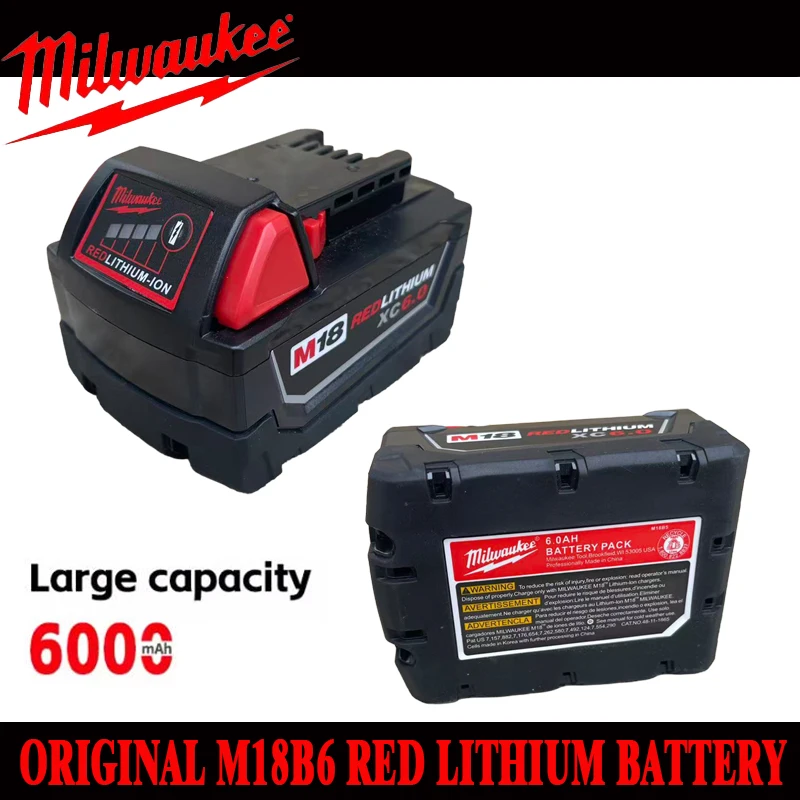 Original Milwaukee Battery M18 6.0Ah Rechargeable Lithium Ion Battery Fast Charging For M18 Series Professional Power Tools
Original Milwaukee Battery M18 6.0Ah Rechargeable Lithium Ion Battery Fast Charging For M18 Series Professional Power Tools