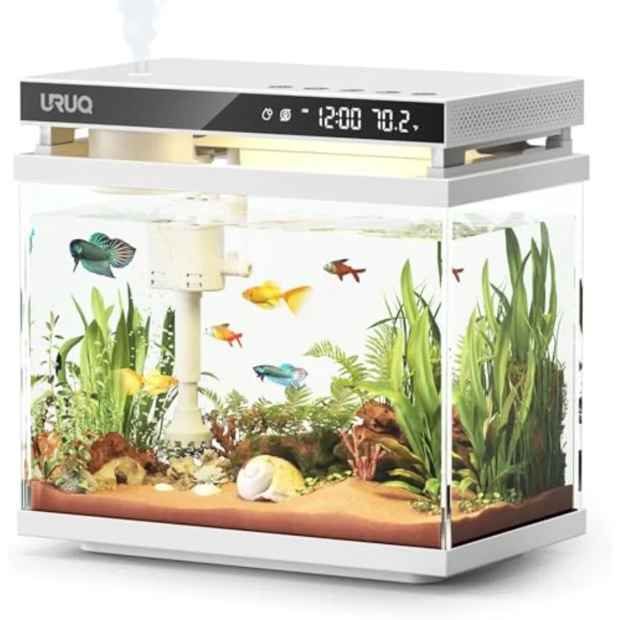 Fish Tank Smart Aquarium Kit: 2 Gal UHD Glass Silent Water Pump Self Cleaning System Temperature Monitoring Essential Oil Diffu
Fish Tank Smart Aquarium Kit: 2 Gal UHD Glass Silent Water Pump Self Cleaning System Temperature Monitoring Essential Oil Diffu