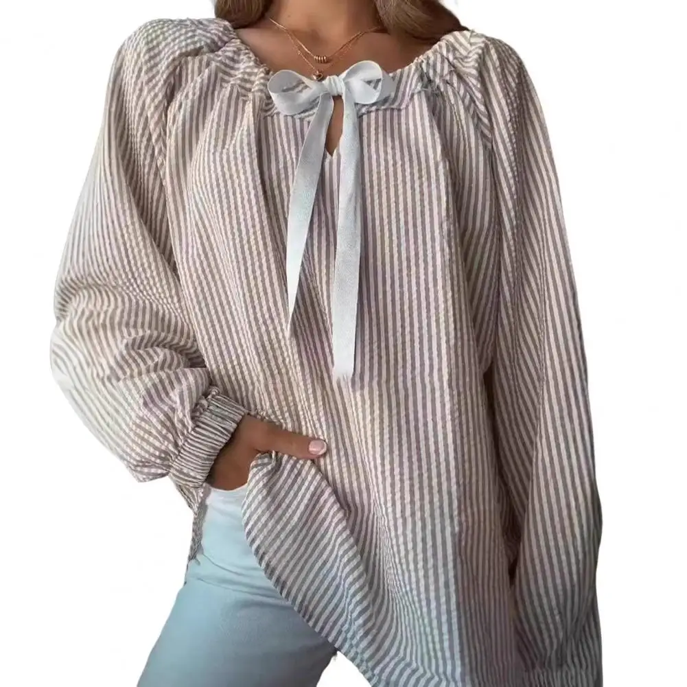 Spring Summer Women Blouse Loose Round Neck Bowknot Lace-up Long Sleeve Striped Print Top Party Office Shirt Blouse
Spring Summer Women Blouse Loose Round Neck Bowknot Lace-up Long Sleeve Striped Print Top Party Office Shirt Blouse