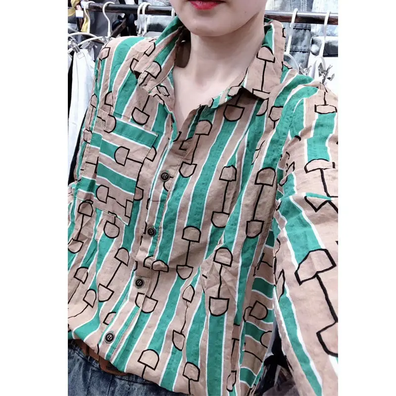 Fashion Lapel Button Printed Striped Shirts Women's Clothing 2024 Spring Summer New Loose All-match Tops Casual Blouses
Fashion Lapel Button Printed Striped Shirts Women's Clothing 2024 Spring Summer New Loose All-match Tops Casual Blouses