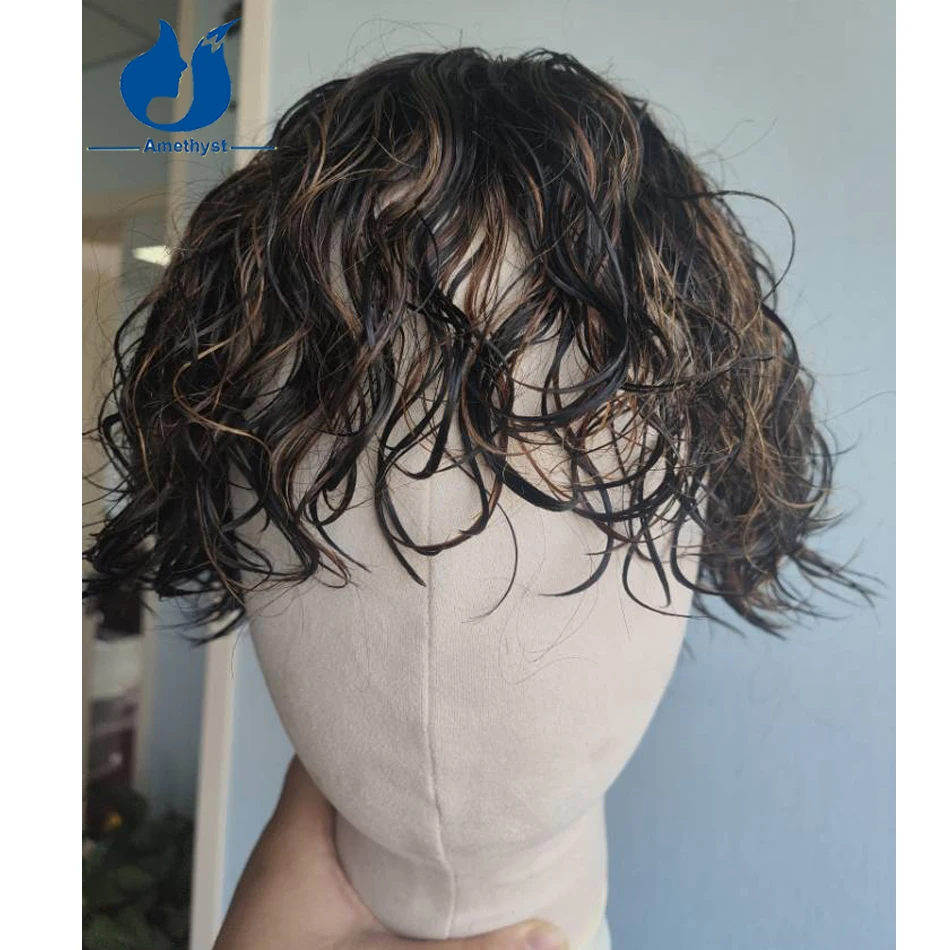 Amethyst Highlight Wet Loose Curly Short Bob Wig for Men Remy Human Hair with Bangs O Scalp Top Full Machine Made Wig Wolf Cut
Amethyst Highlight Wet Loose Curly Short Bob Wig for Men Remy Human Hair with Bangs O Scalp Top Full Machine Made Wig Wolf Cut