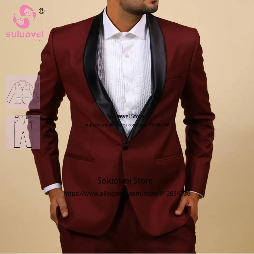 High Elasticity Fabric Slim Fit Suits For Men 2 Pieces Jacket Pants Set Formal Grooms Wedding Banquet Shawl Lapel Tuxedos Blazer
High Elasticity Fabric Slim Fit Suits For Men 2 Pieces Jacket Pants Set Formal Grooms Wedding Banquet Shawl Lapel Tuxedos Blazer