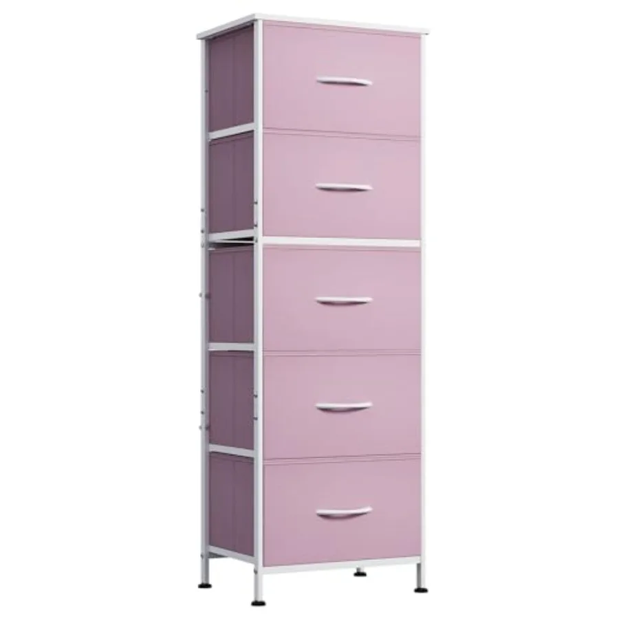 Fabric Dresser for Bedroom, 5-Drawer Tall Dressers, Storage Organizer with Fabric Bins, Wood Top, Sturdy Steel Frame, Chest of
Fabric Dresser for Bedroom, 5-Drawer Tall Dressers, Storage Organizer with Fabric Bins, Wood Top, Sturdy Steel Frame, Chest of