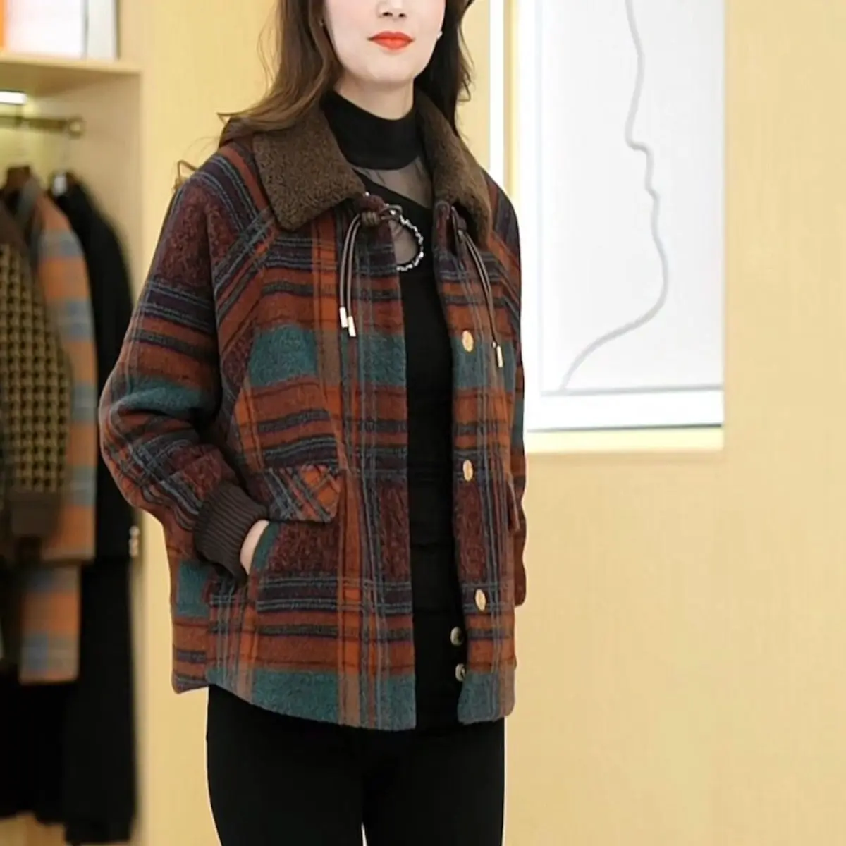 Thiened Cotton Tweed Suit Jaet Women's Plaid Woolen Coat Large Size Mom Autumn Winter Clothes Long Sve Commute Sle
Thiened Cotton Tweed Suit Jaet Women's Plaid Woolen Coat Large Size Mom Autumn Winter Clothes Long Sve Commute Sle