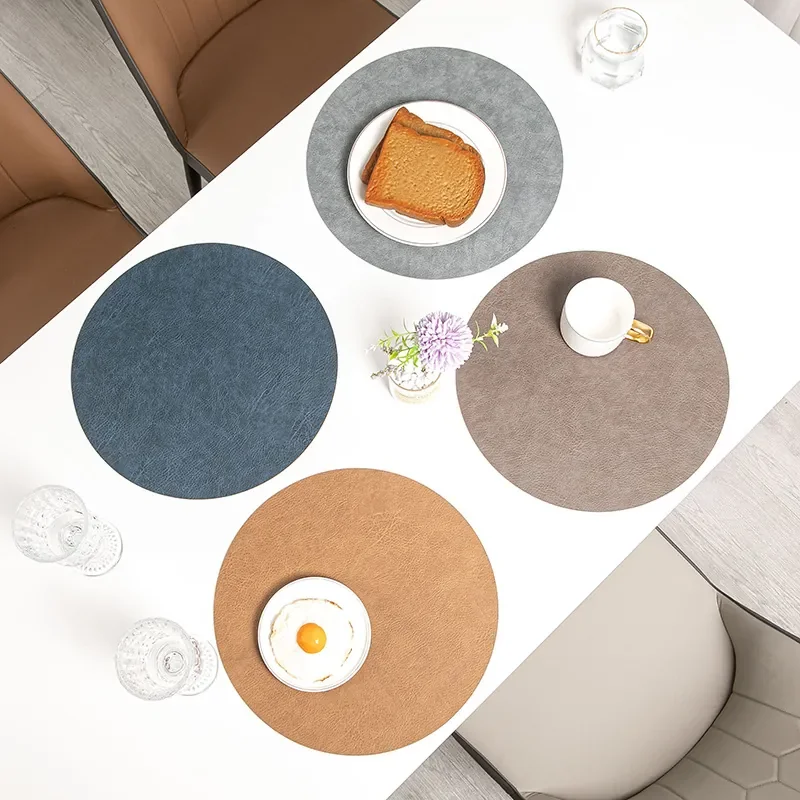 8pcs Round Double Sided Two-tone Leather Placemat Waterproof Oil Proof Heat Insulation Non Slip Table Mat for Home Dining Use
8pcs Round Double Sided Two-tone Leather Placemat Waterproof Oil Proof Heat Insulation Non Slip Table Mat for Home Dining Use