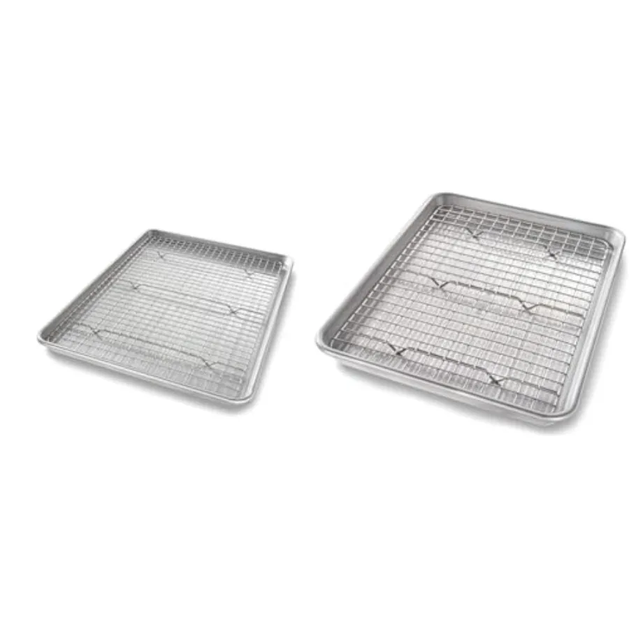 Half & Quarter Sheet Baking Pan and Bakeable Nonstick Cooling Rack Set, Metal
Half & Quarter Sheet Baking Pan and Bakeable Nonstick Cooling Rack Set, Metal