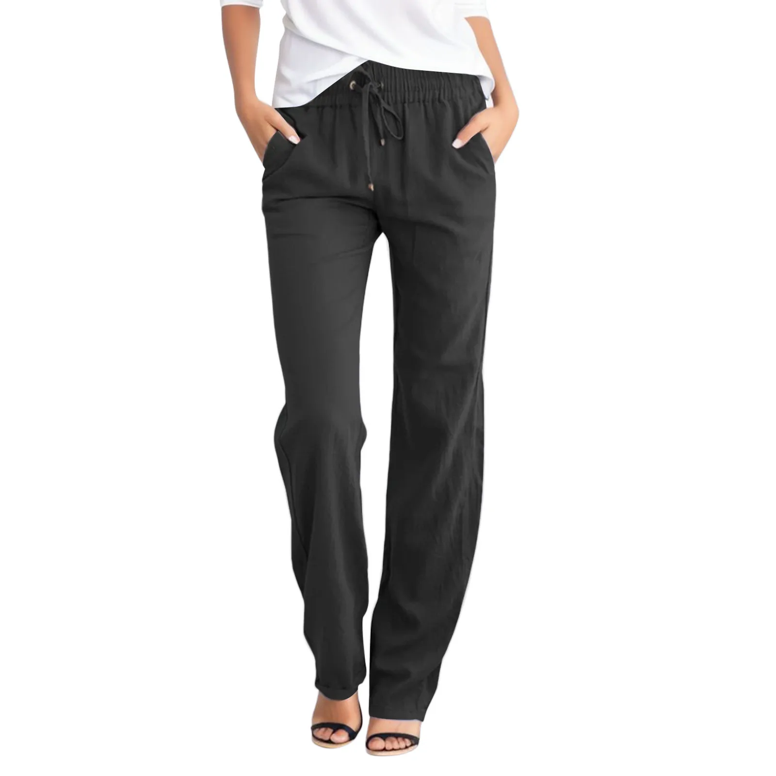 Ladies Casual Solid Straight Pants High Waist Loose Long Women Leisure Elastic Drawstring Daily Trousers
Ladies Casual Solid Straight Pants High Waist Loose Long Women Leisure Elastic Drawstring Daily Trousers