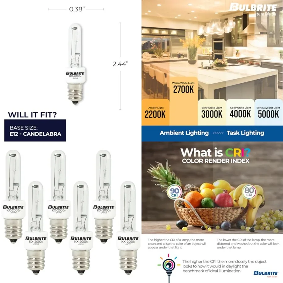 KX60CL/E12 60-Watt Dimmable KX-2000 Krypton/Xenon T3, Candelabra Base, Clear [6 Pack
KX60CL/E12 60-Watt Dimmable KX-2000 Krypton/Xenon T3, Candelabra Base, Clear [6 Pack