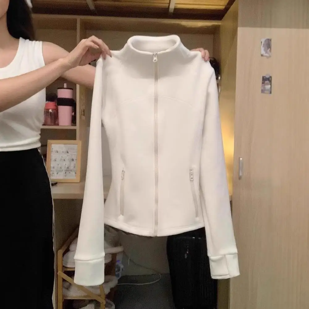 Thickened Fleece Lined Slim Fit Autumn Winter Women's Cardigan Sweatshirt Jacket Inner Shirt Yang Jing Brand Pure Color
Thickened Fleece Lined Slim Fit Autumn Winter Women's Cardigan Sweatshirt Jacket Inner Shirt Yang Jing Brand Pure Color
