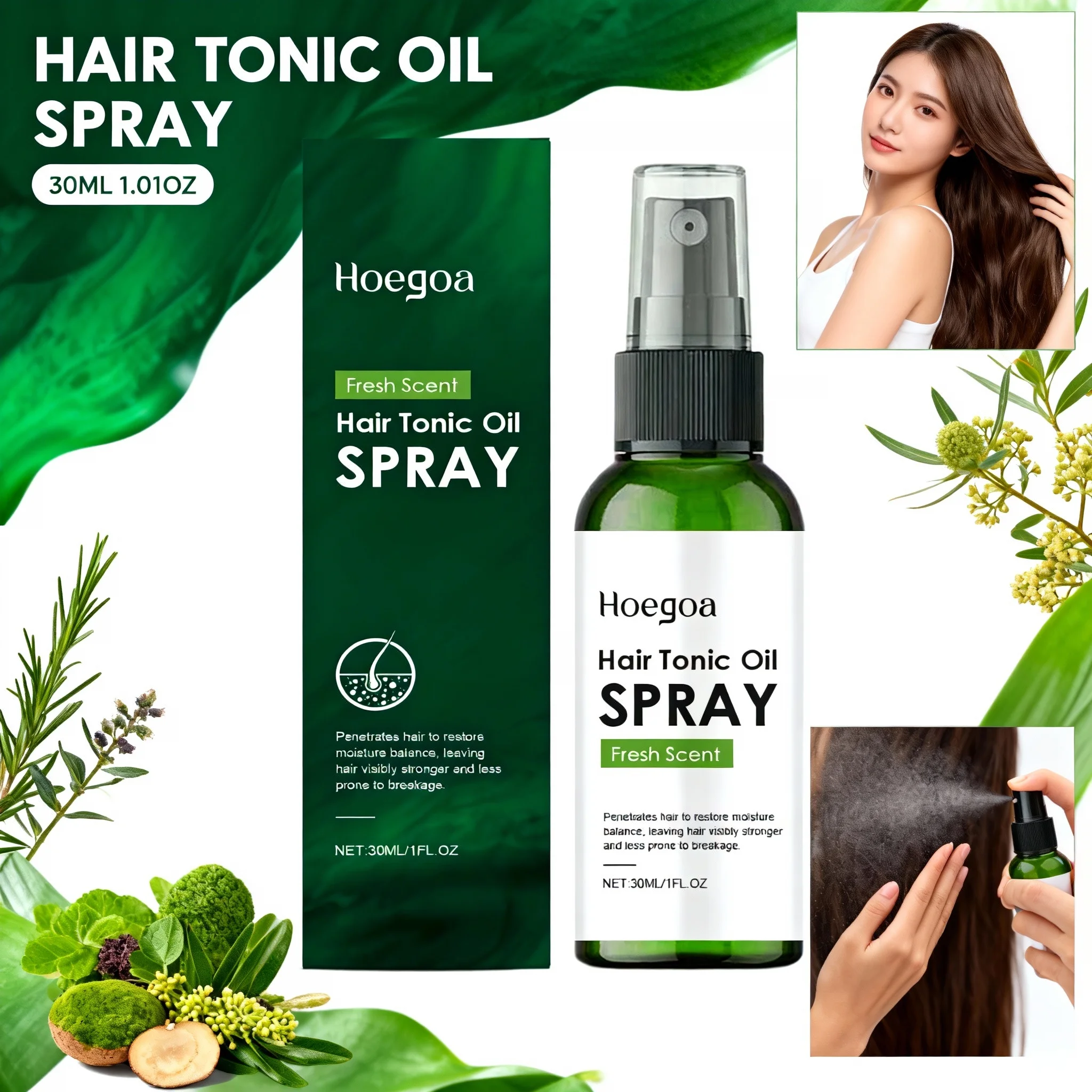 Leave In Rosemary Hair Oil Spray Treatment Natural Formula Instant Hydration Frizz Control Split End Repair Heat Protection
Leave In Rosemary Hair Oil Spray Treatment Natural Formula Instant Hydration Frizz Control Split End Repair Heat Protection