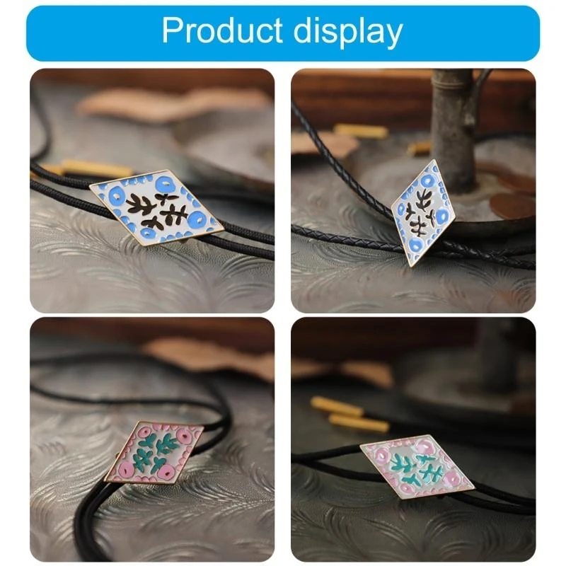 Unisex Elegant Bolo Tie with Enamel Colorful Floral Diamond Pendant Necktie Leather String Adjustable Necklace
Unisex Elegant Bolo Tie with Enamel Colorful Floral Diamond Pendant Necktie Leather String Adjustable Necklace
