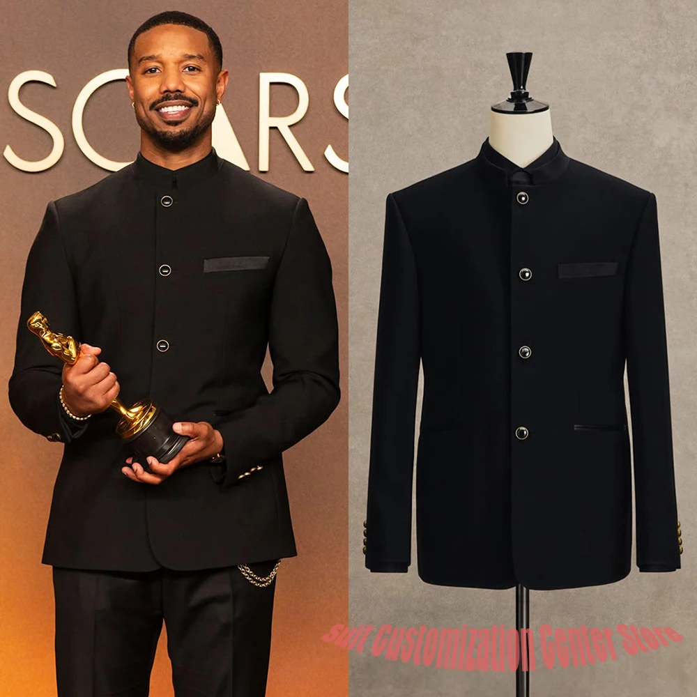 Chic Men's Black Mandarin Collar Suit Set High-end Single Breasted 2 Pieces Jacket Pants Formal Business Wedding Groom Outfit
Chic Men's Black Mandarin Collar Suit Set High-end Single Breasted 2 Pieces Jacket Pants Formal Business Wedding Groom Outfit