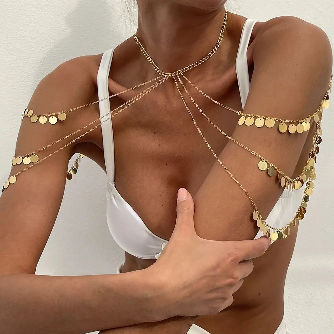 Lacteo Creative Unique Gold Color Multi Layer Tassel Glitter Chest Chain Neck Chain Women Luxury Fine Chain Sexy Bikini Jewelry
Lacteo Creative Unique Gold Color Multi Layer Tassel Glitter Chest Chain Neck Chain Women Luxury Fine Chain Sexy Bikini Jewelry