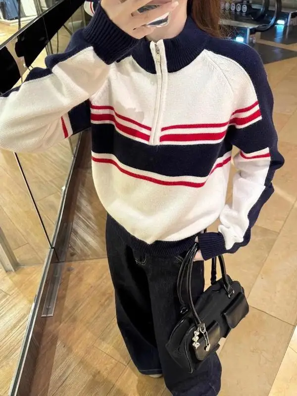 Soft Cozy Women's Knitted Sweater Half Zipper Turn-down Collar Stripe Base Shirt Autumn Winter Fashion Commute Style Long Sleeve
Soft Cozy Women's Knitted Sweater Half Zipper Turn-down Collar Stripe Base Shirt Autumn Winter Fashion Commute Style Long Sleeve