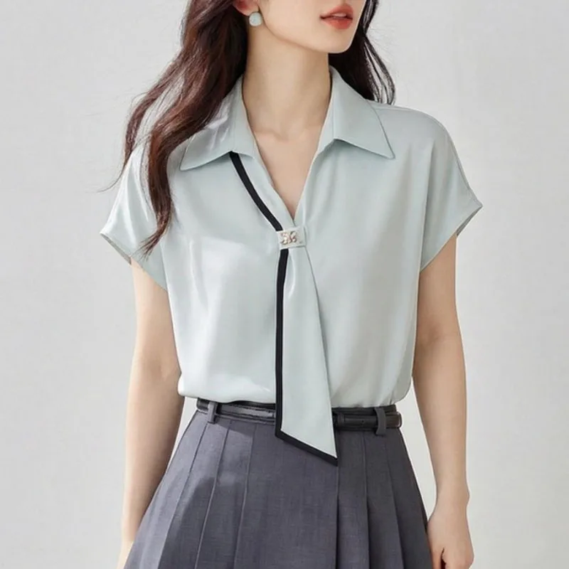 Women Blouse Shirt Summer Fashion Short Sleeve Blusas Para Mujer Turn Down Collar Lace-up Blouse Shirt Women Tops Blouses Q4731
Women Blouse Shirt Summer Fashion Short Sleeve Blusas Para Mujer Turn Down Collar Lace-up Blouse Shirt Women Tops Blouses Q4731
