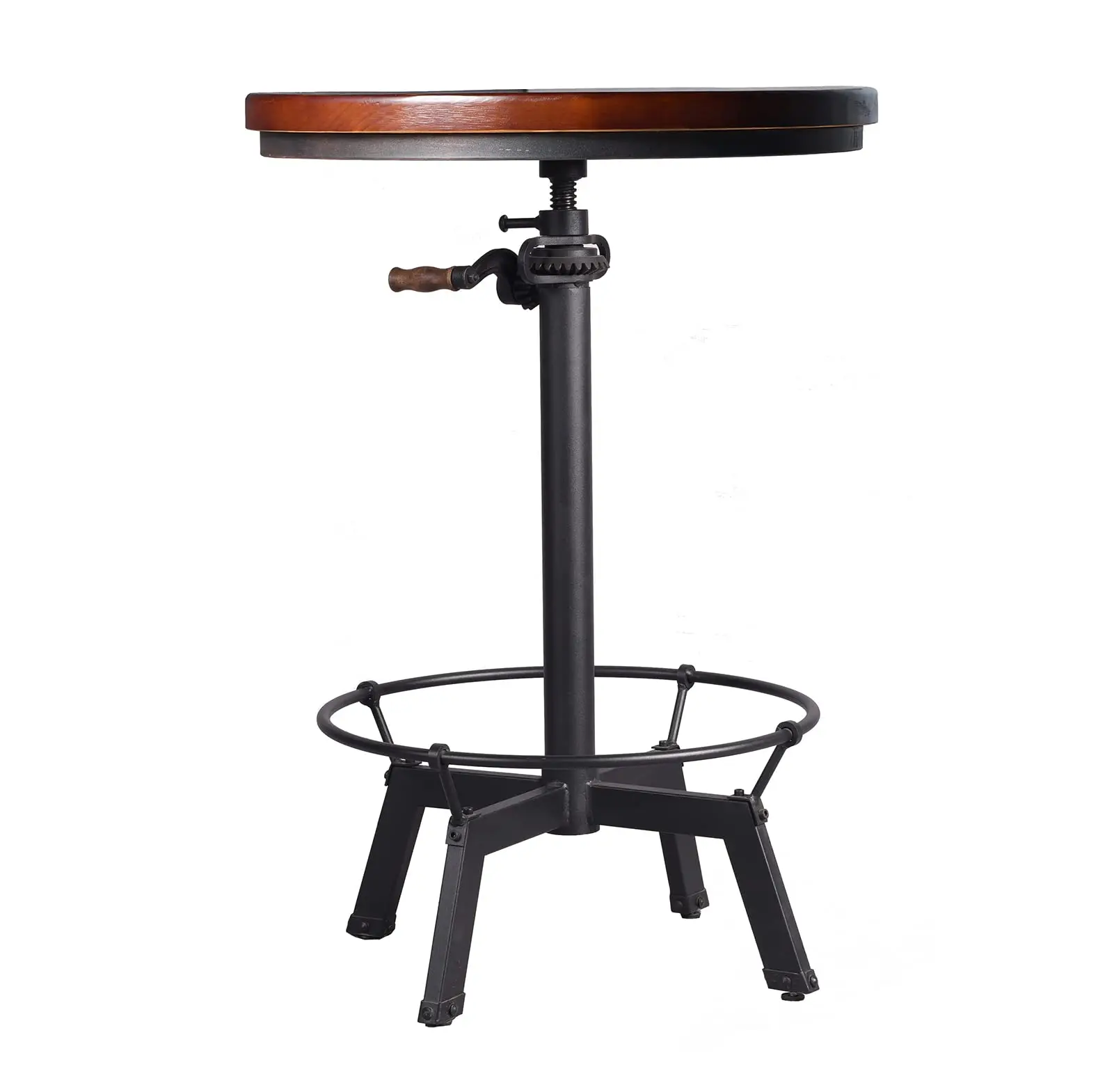 Industrial Bar Table Adjustable Height Swivel Round Wood Top Metal Base Crank Handle
Industrial Bar Table Adjustable Height Swivel Round Wood Top Metal Base Crank Handle