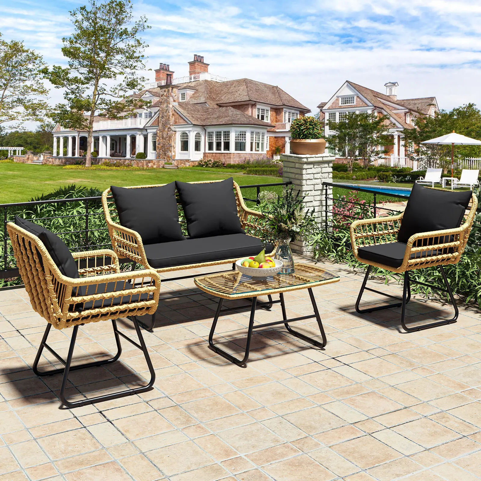 4X Outdoor Patio Furniture Set Sectional Sofa Rattan Chair Wicker Set w/ Cushion
4X Outdoor Patio Furniture Set Sectional Sofa Rattan Chair Wicker Set w/ Cushion