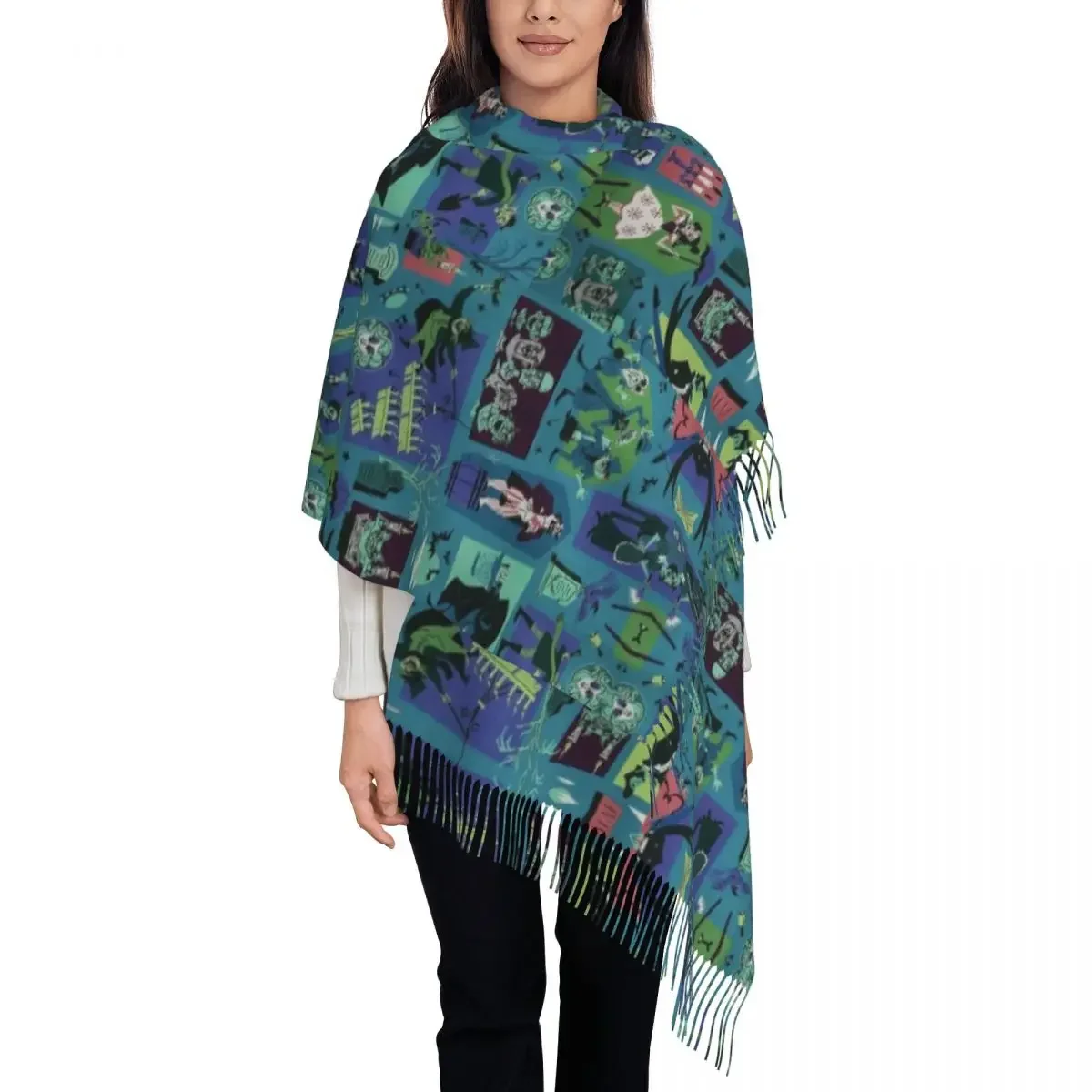 Female Large Haunted Mansion Haunted House Madame Scarves Women Winter Thick Warm Tassel Shawl Wraps Halloween Ghost Scarf
Female Large Haunted Mansion Haunted House Madame Scarves Women Winter Thick Warm Tassel Shawl Wraps Halloween Ghost Scarf