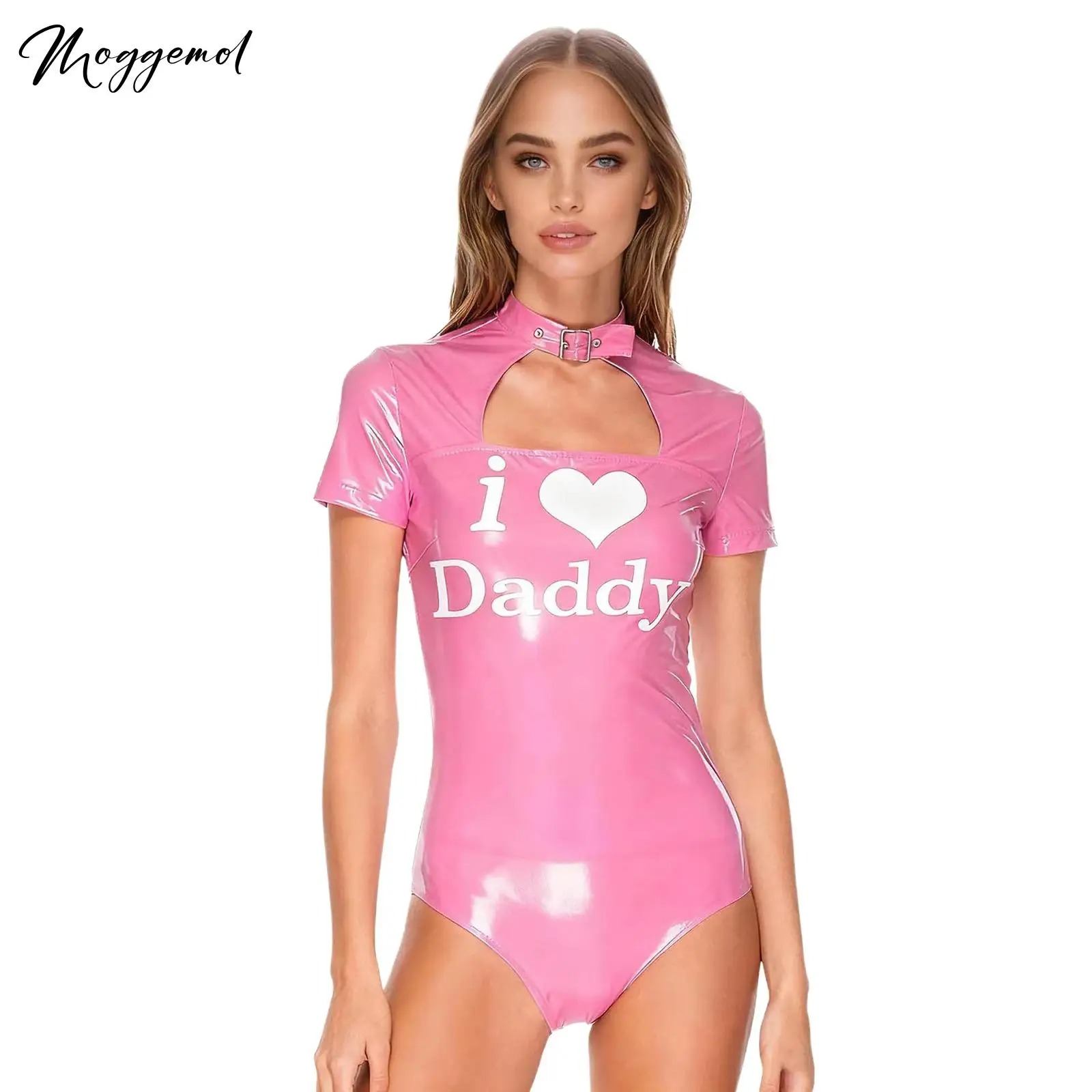 Womens Letter Print Leather Bodysuit One Piece Front Hollow-out Short Sleeve Bodycon Sexy Latex Jumpsuit for Party Rave Clubwear
Womens Letter Print Leather Bodysuit One Piece Front Hollow-out Short Sleeve Bodycon Sexy Latex Jumpsuit for Party Rave Clubwear
