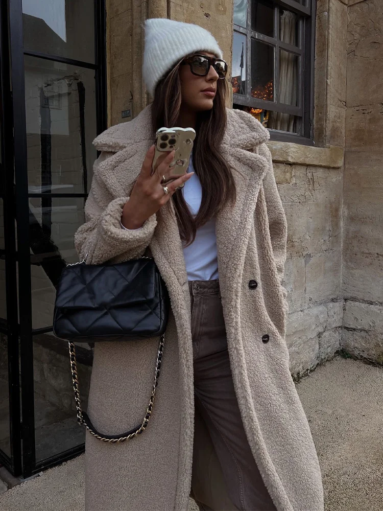 TRAFZA Women Autumn Winter Vintage Wool Blend Long Coat Lapel Chic Long Sleeve Double Breasted Big Jacket Female Street Overcoat
TRAFZA Women Autumn Winter Vintage Wool Blend Long Coat Lapel Chic Long Sleeve Double Breasted Big Jacket Female Street Overcoat