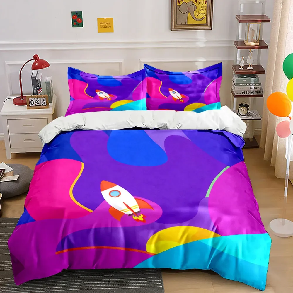 Colorful Rocket Three-Piece Set Decor Soft Comfortable Duvet Cover Bedding Set Included 1*Duvet Cover & 2*Pillowcases, gift
Colorful Rocket Three-Piece Set Decor Soft Comfortable Duvet Cover Bedding Set Included 1*Duvet Cover & 2*Pillowcases, gift
