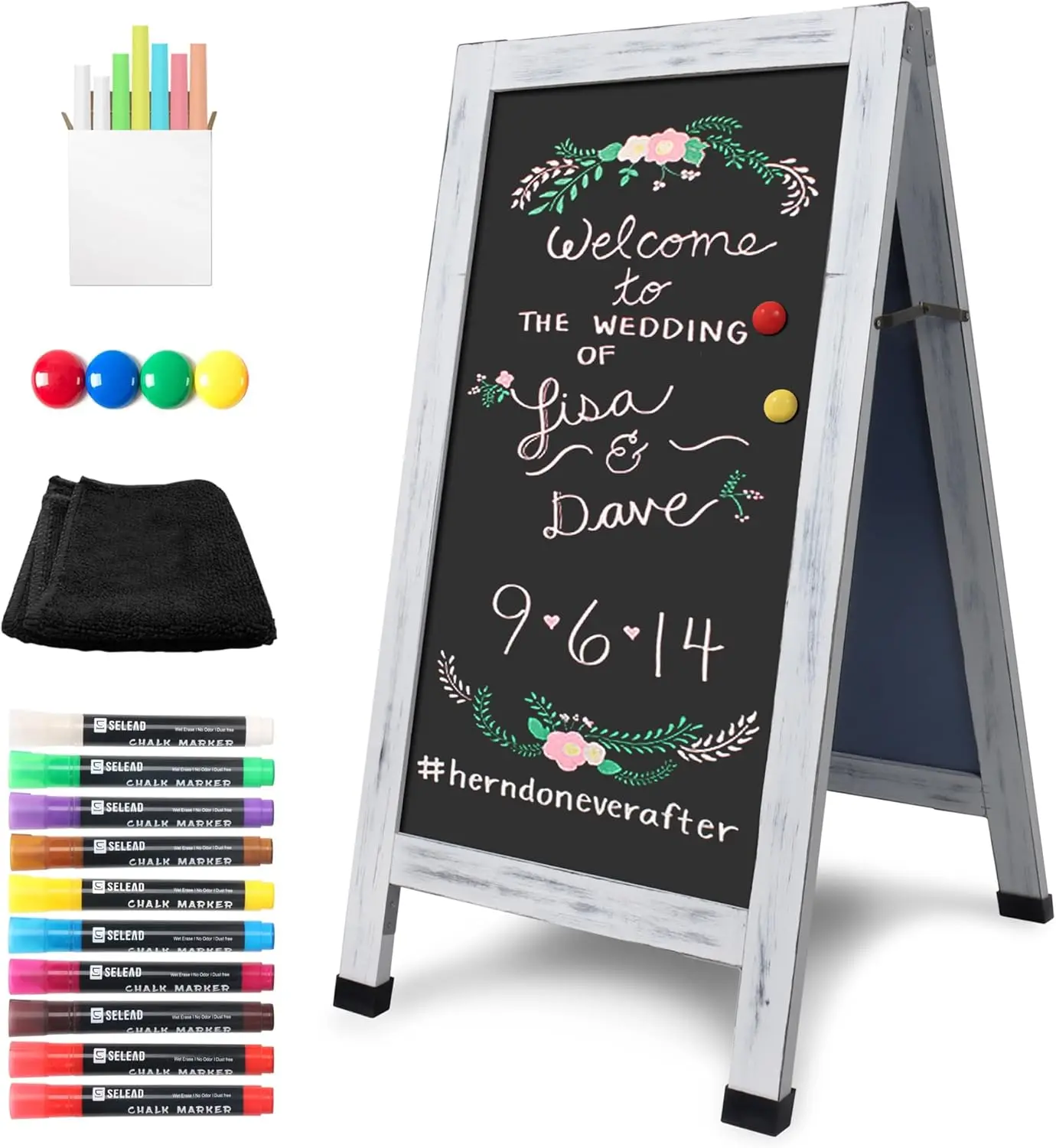 A-Frame Magnetic Chalkboard Easel - 40" x 20" Outdoor Standing Sandwich Board for Wedding, Business, Party Signs
A-Frame Magnetic Chalkboard Easel - 40" x 20" Outdoor Standing Sandwich Board for Wedding, Business, Party Signs