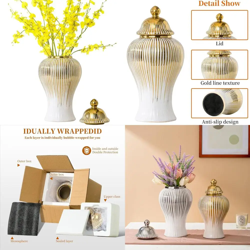 Декоративная фарфоровая ваза для имбиря с крышкой, белый и золотой, высота 14 лет для домашнего декора и хранения вещей
Декоративная фарфоровая ваза для имбиря с крышкой, белый и золотой, высота 14 лет для домашнего декора и хранения вещей