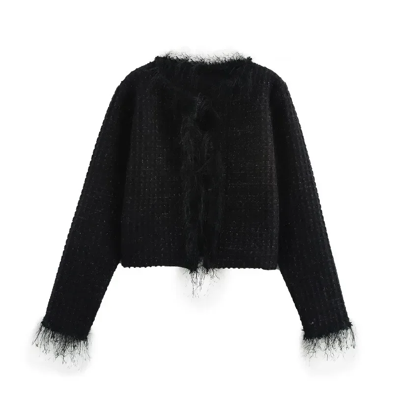 TRAFZR Knit Cardigan Women's Autumn Sweater Tassel O-neck Black Cropped Cardigan Y2k Vintage Top Long Sleeve Cardigans
TRAFZR Knit Cardigan Women's Autumn Sweater Tassel O-neck Black Cropped Cardigan Y2k Vintage Top Long Sleeve Cardigans