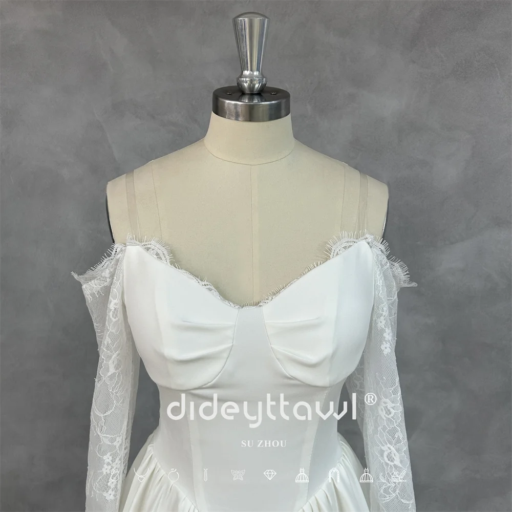 DIDEYTTAWL Real Picture Customized Sweetheart Off-Shoulder Long Sleeves Applique Tulle A-Line Wedding Dress Boho High Side Slit
DIDEYTTAWL Real Picture Customized Sweetheart Off-Shoulder Long Sleeves Applique Tulle A-Line Wedding Dress Boho High Side Slit