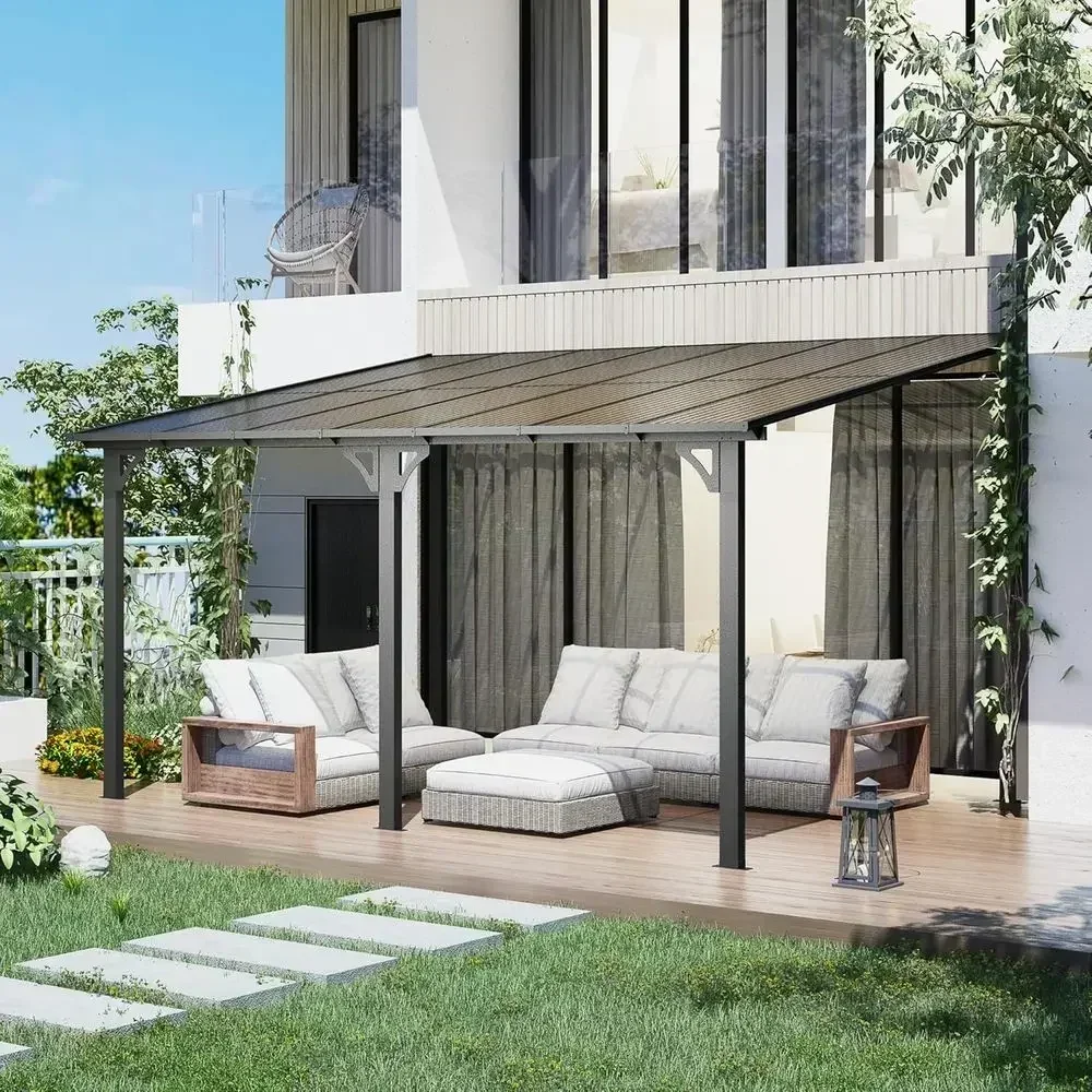 14x10 Outdoor Lean-to Gazebo, Wall-Mounted Pergola, Metal Awning, Large Panel Roof for Patio Use
14x10 Outdoor Lean-to Gazebo, Wall-Mounted Pergola, Metal Awning, Large Panel Roof for Patio Use
