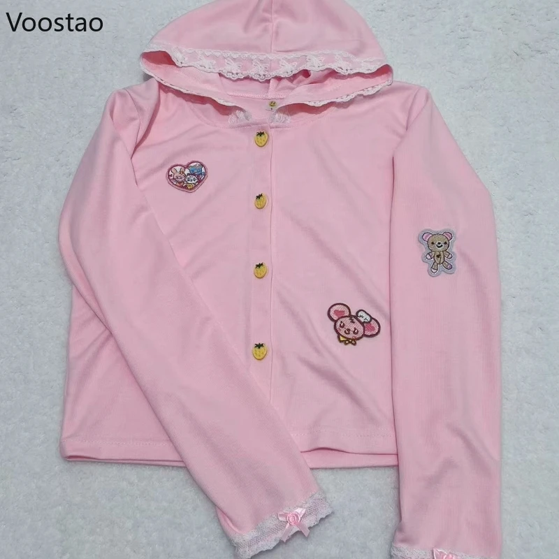 Pink Japanese Sweet Cute Lolita Style Hooded Coats Women Kawaii Cartoon Embroidery Loose Jackets Korean Y2k Fashion Clothes Tops
Pink Japanese Sweet Cute Lolita Style Hooded Coats Women Kawaii Cartoon Embroidery Loose Jackets Korean Y2k Fashion Clothes Tops