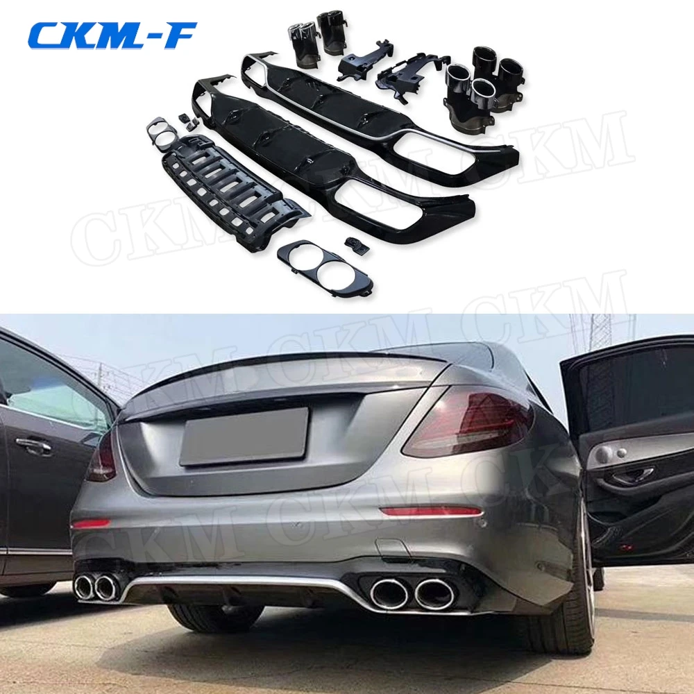 ABS Black Rear Bumper Lip Diffuser Spoiler with Exhaust Tips for Benz E Class W213 E200 E260 E300 2017-2019 E53 Style Diffuser
ABS Black Rear Bumper Lip Diffuser Spoiler with Exhaust Tips for Benz E Class W213 E200 E260 E300 2017-2019 E53 Style Diffuser