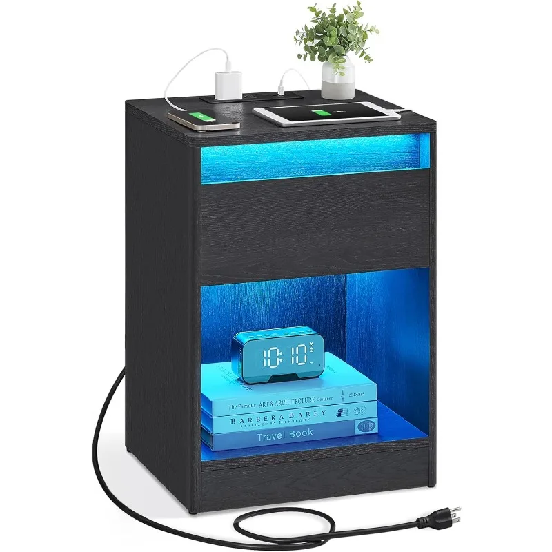 LED Nightstand with Charging Station, Adjustable Light Colors, 2 AC Outlets, 2 USB Ports, Bedside Table, 13.8 X 15.7 X 21.7 In
LED Nightstand with Charging Station, Adjustable Light Colors, 2 AC Outlets, 2 USB Ports, Bedside Table, 13.8 X 15.7 X 21.7 In