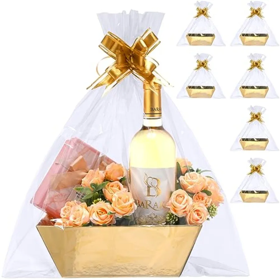 22 Pcs Basket for Gifts Empty Kit Includes 6 Pcs 9.8x6.5 Thick Kraft Gift Basket to Fill 6 Clear Bags 10 Bows Empty Gift Basket
22 Pcs Basket for Gifts Empty Kit Includes 6 Pcs 9.8x6.5 Thick Kraft Gift Basket to Fill 6 Clear Bags 10 Bows Empty Gift Basket